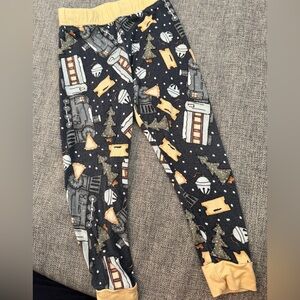 Little One Shop Navy Polar Express Train Pajama Bottoms size 12-18m 95%bamboo